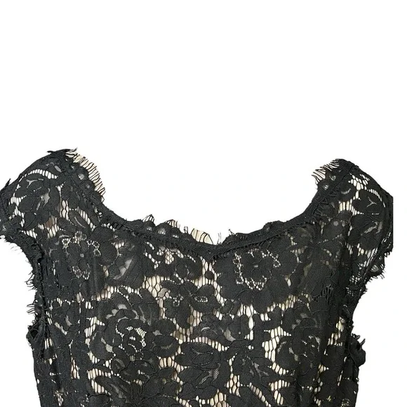 Eliza J Dress‎ Women 8P Black Floral Lace Sleeveless Boat Neck Little Black Chic - Picture 4 of 14